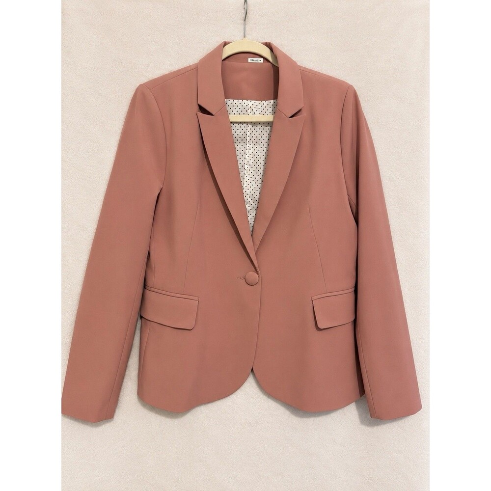 TO-2992 Women’s Pink One-Button Notch Lapel Lined Blazer Jacket Size L